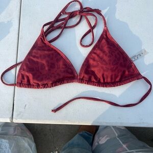 Leopard Print Red Bikini Top